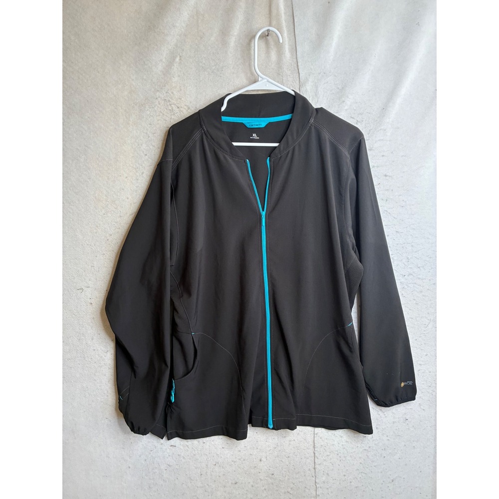 Carhartt Force Cross-Flex Scrub Jacket XL Black Teal Full Zip C82310 Medical